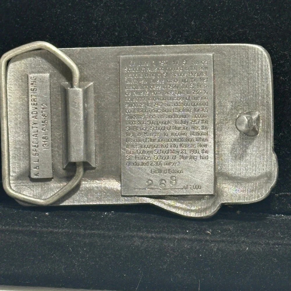 Vintage 1987 St Francis School of Nursing Wichita KS Belt Buckle Limited Edition